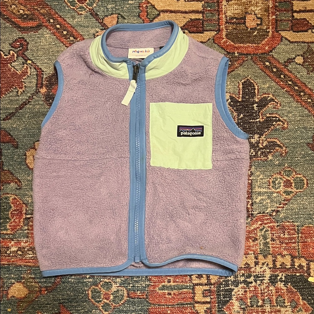 Patagonia Kids Fleece Vest in Lavender and Mint